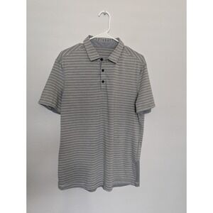 Lululemon Men's Polo Shirt M Short Sleeve Gray‎ golf activity athletic